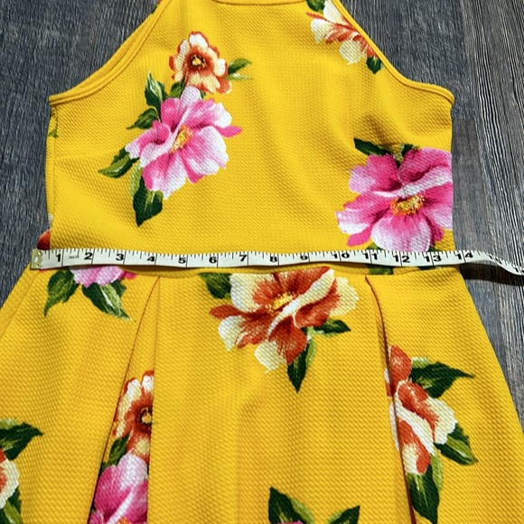 Soprano Yellow Floral Fit & Flare Skater Halter Dress Summer Spring Medium - Picture 5 of 7